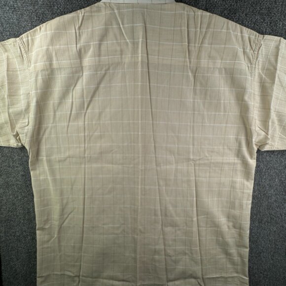 FABIO CAVIGLIA Italy Button Up Shirt Short Sleeve Cotton Size 4 Beige Check - Picture 15 of 16